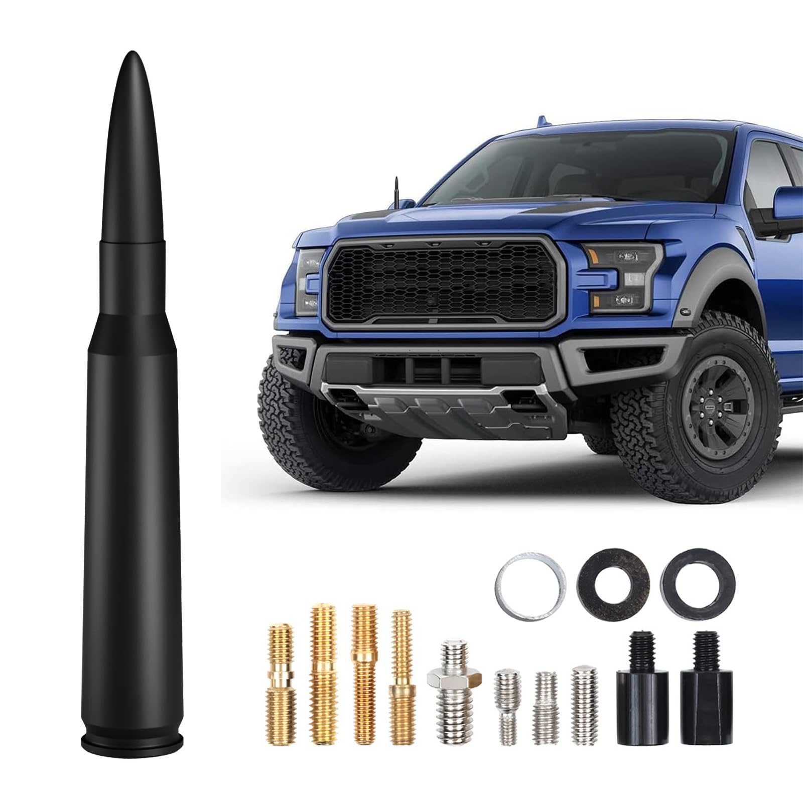 Universal Car Short Antenna Replacement for Ford F150 F250 F350 5.3 Inch 50 Cal Stubby Truck Antenna(Black)