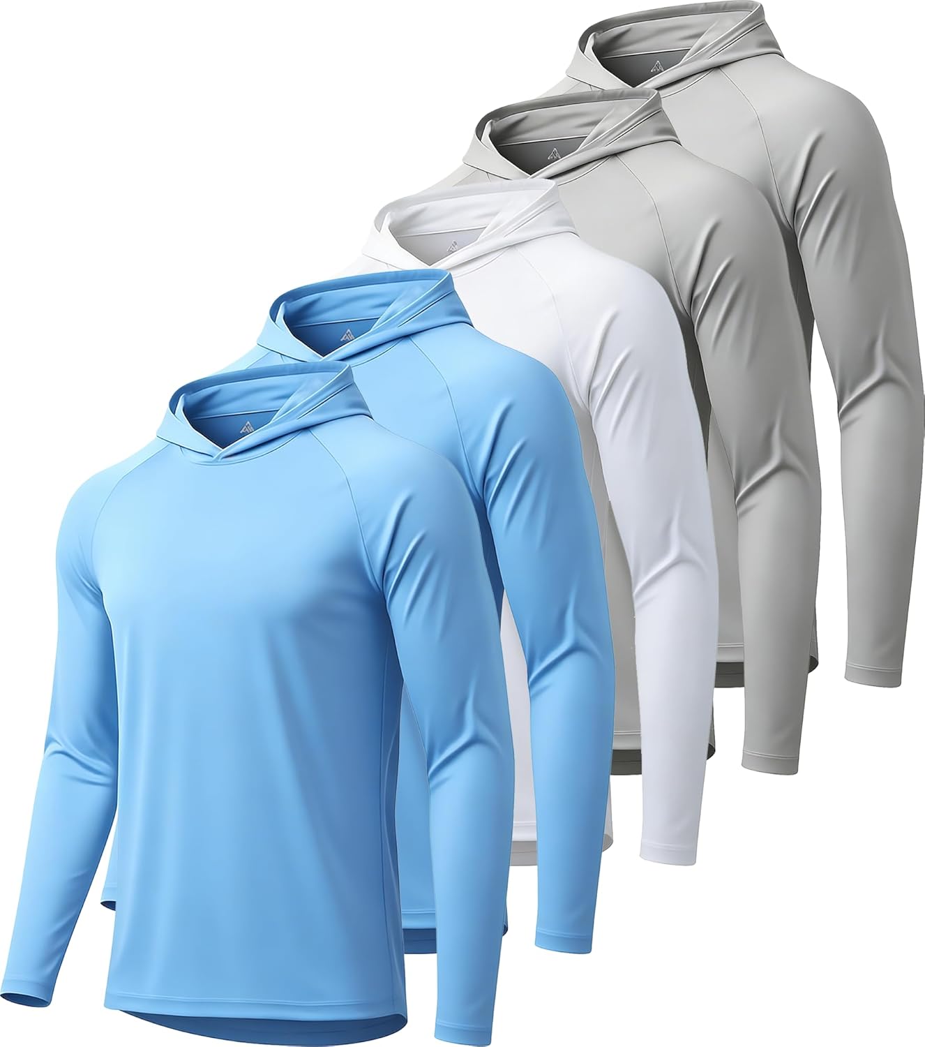 WENTTUO 5 Pack Mens UPF 50+ Sun Protection Hoodie Long Sleeve UV SPF Fishing Shirts Lightweight Running Rash Guard Sun Shirt