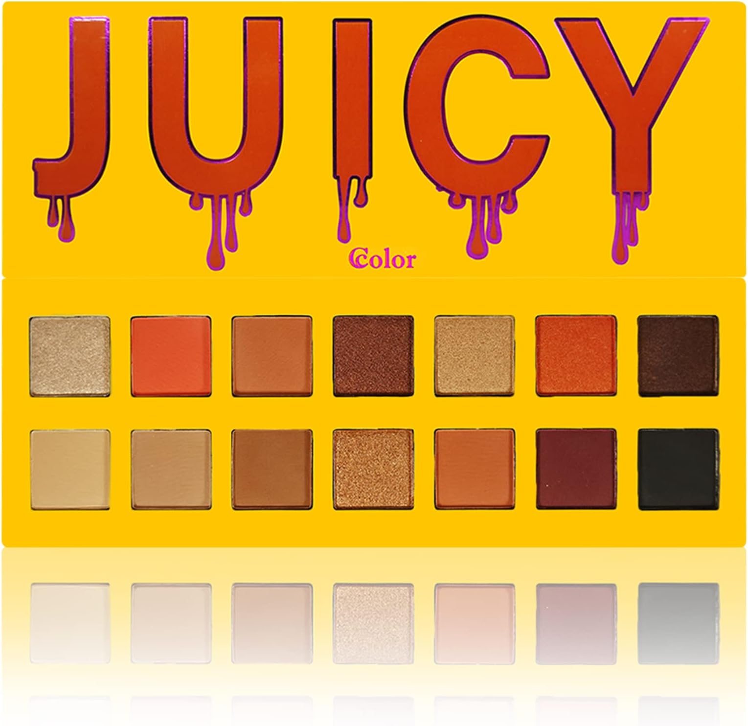 Ccolor Cosmetics Juicy Eye Shadow Palette Makeup, 14 Ultra-Blendable, Vibrant Matte & Shimmer Eyeshadow - Highly Pigmented - Professional Formulation - Neutrals Bright Eye Shadows