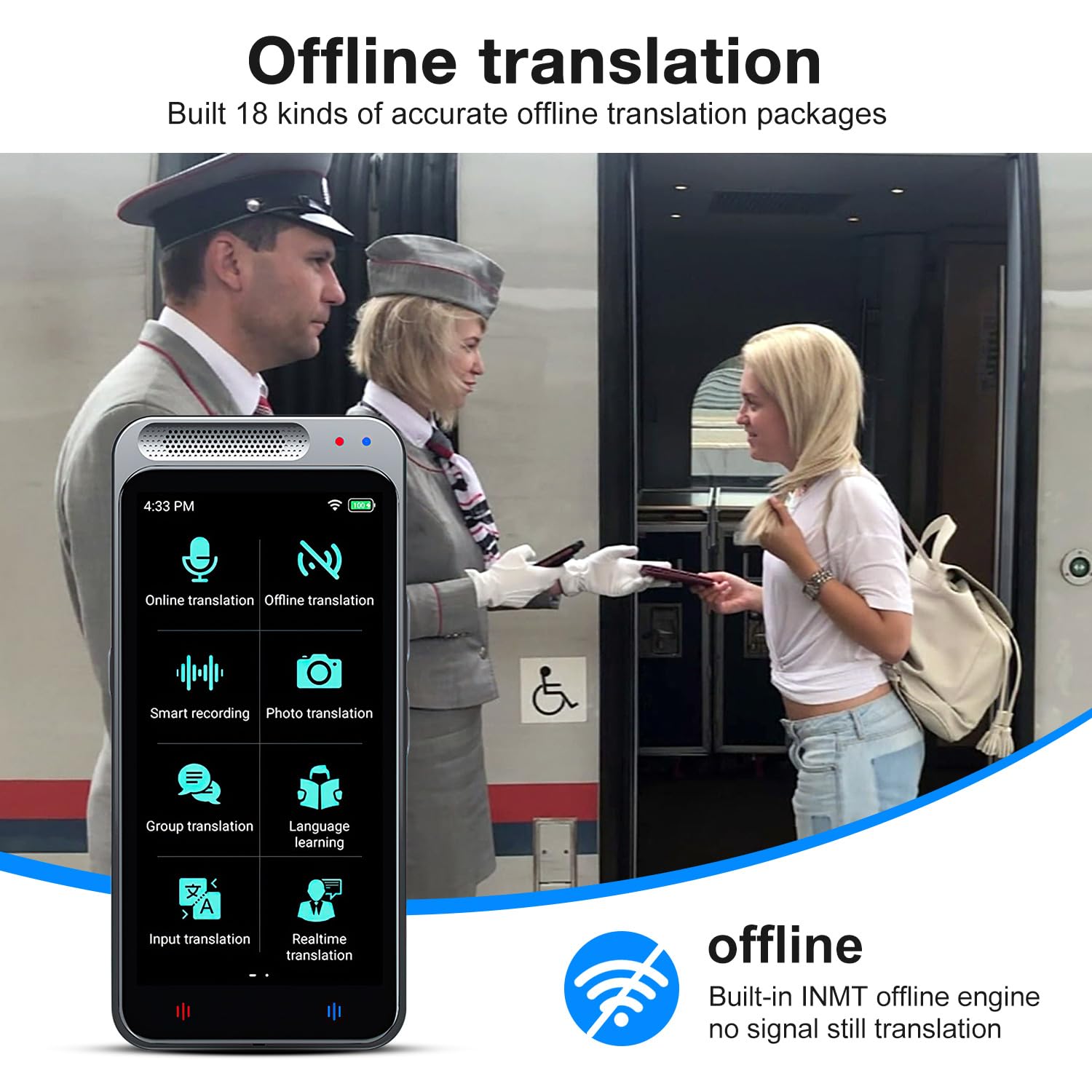 Language Translator Device, 121 Language 2 Way Voice WiFi RJ45 Wired
