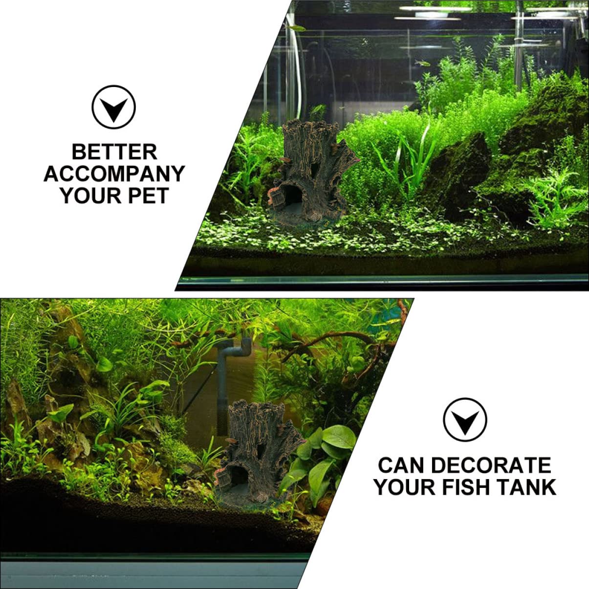 YARNOW 3 Pièces Aquarium Cachette Reptile Aquatique Terrarium Mangeoire Incubateur Réservoir Bocal à Poisson Boîte Étang Pompe à Eau Trousse Décor De L'habitat du Poisson Coffee Résine