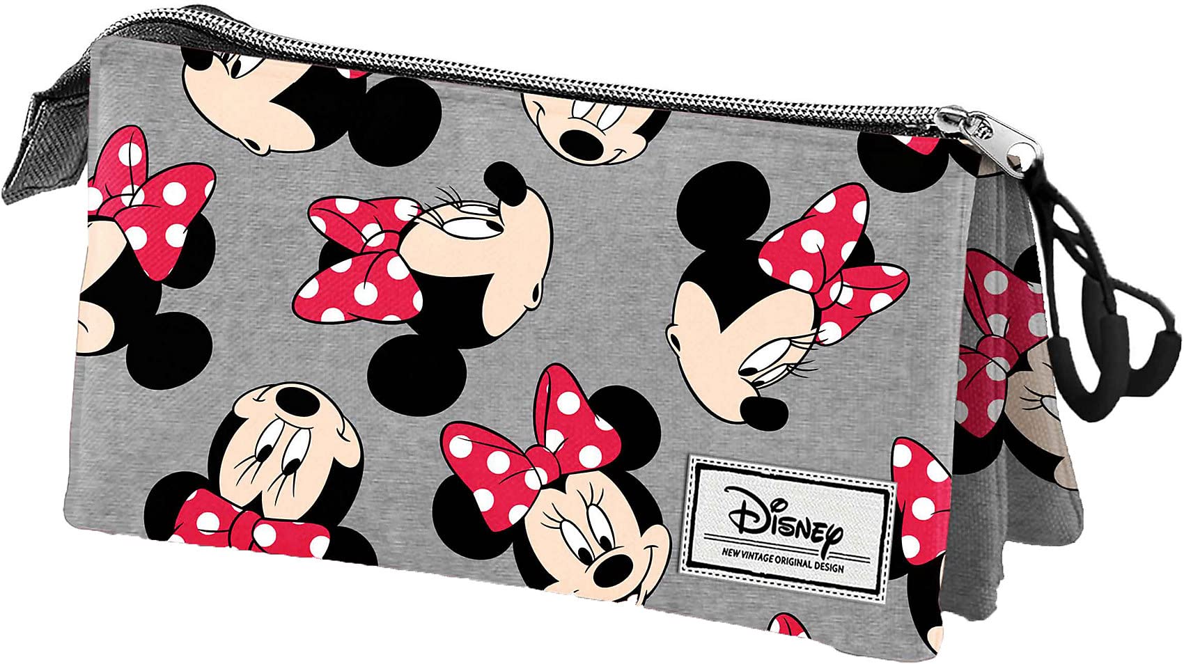 Disney Minnie Mouse Kind-Estuche Portatodo Triple HS, Gris, 23 x 11 cm