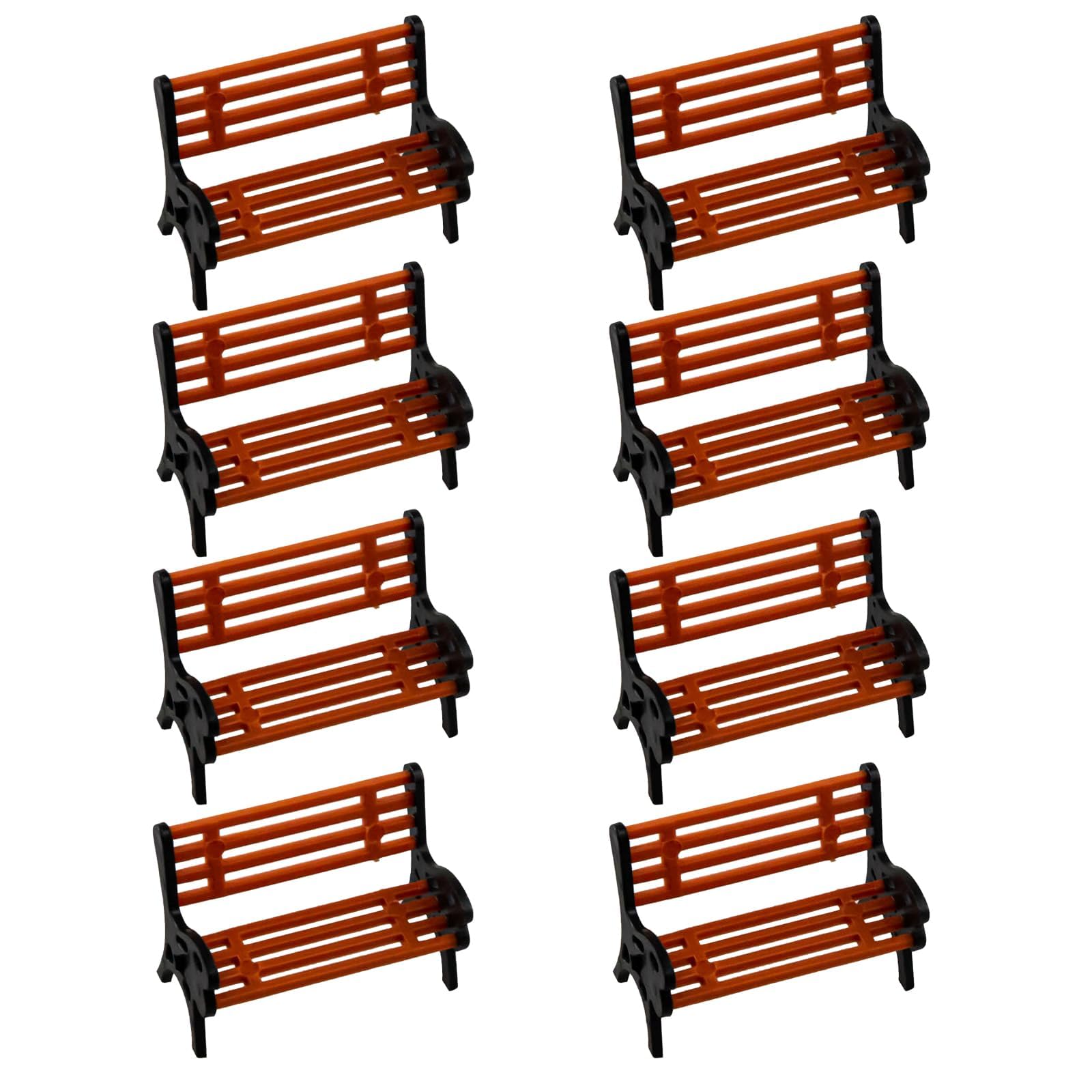 siktorrwd 8 PCS Park Street Bench Set Model Scene Decoration Scene Accessories for Train Station Platform Miniature Garden Decorations,Cute Miniature Architectural Models