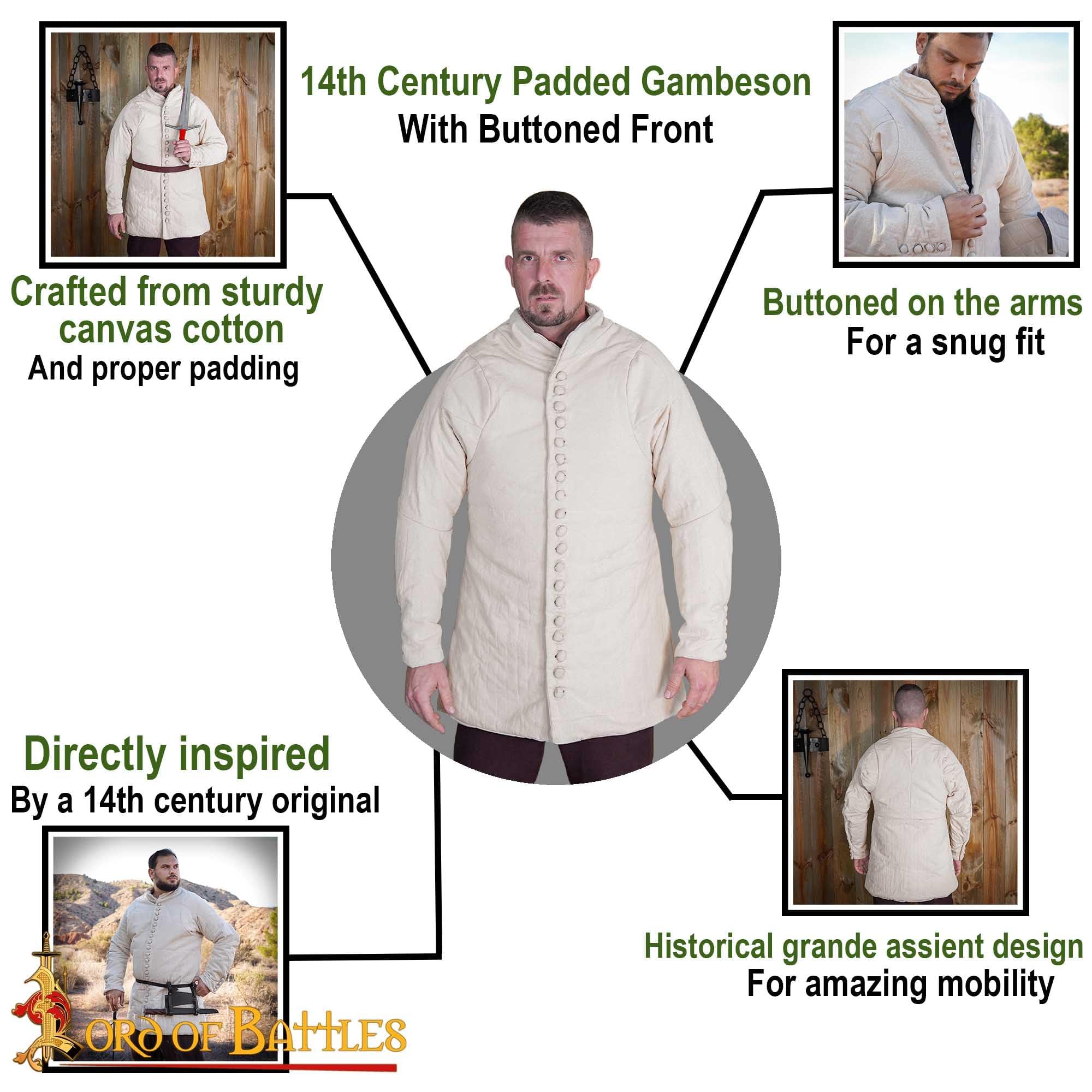 Medieval Gambeson Real Armor Abrigo acolchado grueso lona algodón tres capas