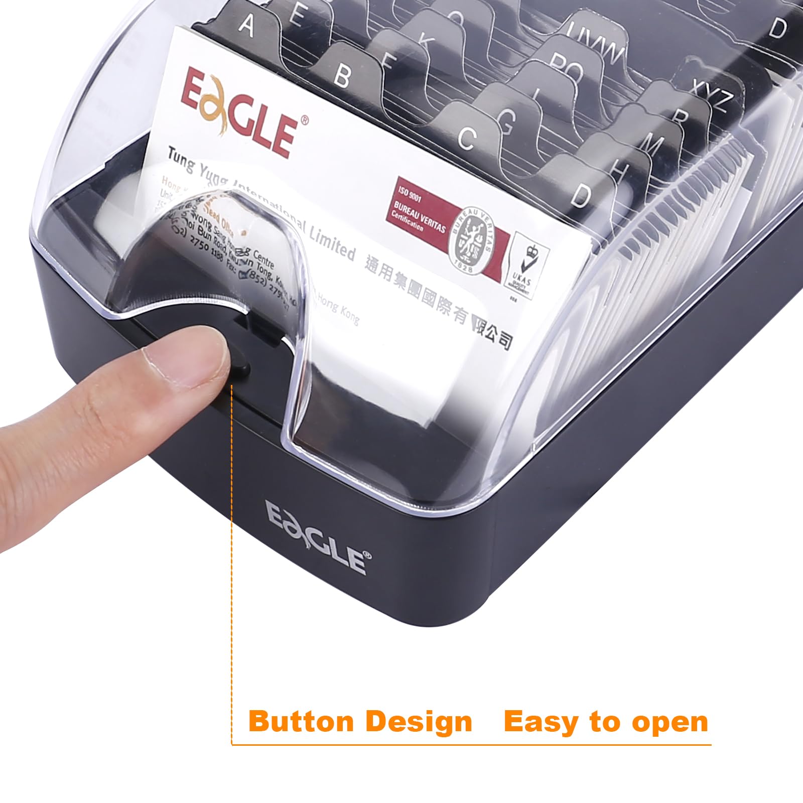 Eagle Business Card Box, Push-Button,Storage up to 550 Cards,Black, M - Image 4