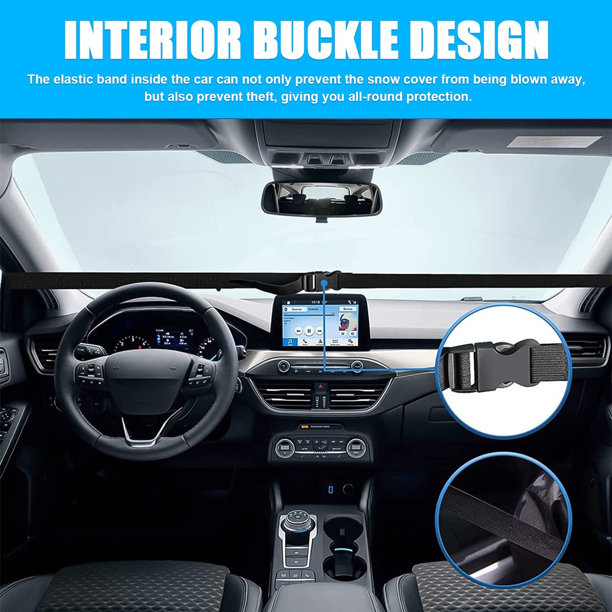 CGEAMDY Couverture Pare Brise Voiture, Bâche Pare Brise Voiture Protection Magnétique Couverture, Pliable et amovible, Protege Pare Brise Givre pour Voiture Anti Neige, Soleil, Poussière pour Hiver