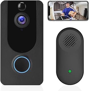 Eaula Videns 1080P Video Doorbell Camera HD, Wireless Doorbell Camera with Chime, Wireless Operated, HD Night Vision, 2-Way Audio, Motion Detection, IP65 Waterproof,Cloud Storage (Black)