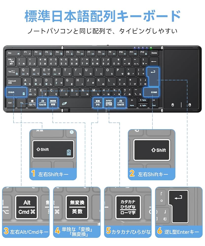 Amazon | 【最新型】Omikamo キーボード ワイヤレス 折り畳み式