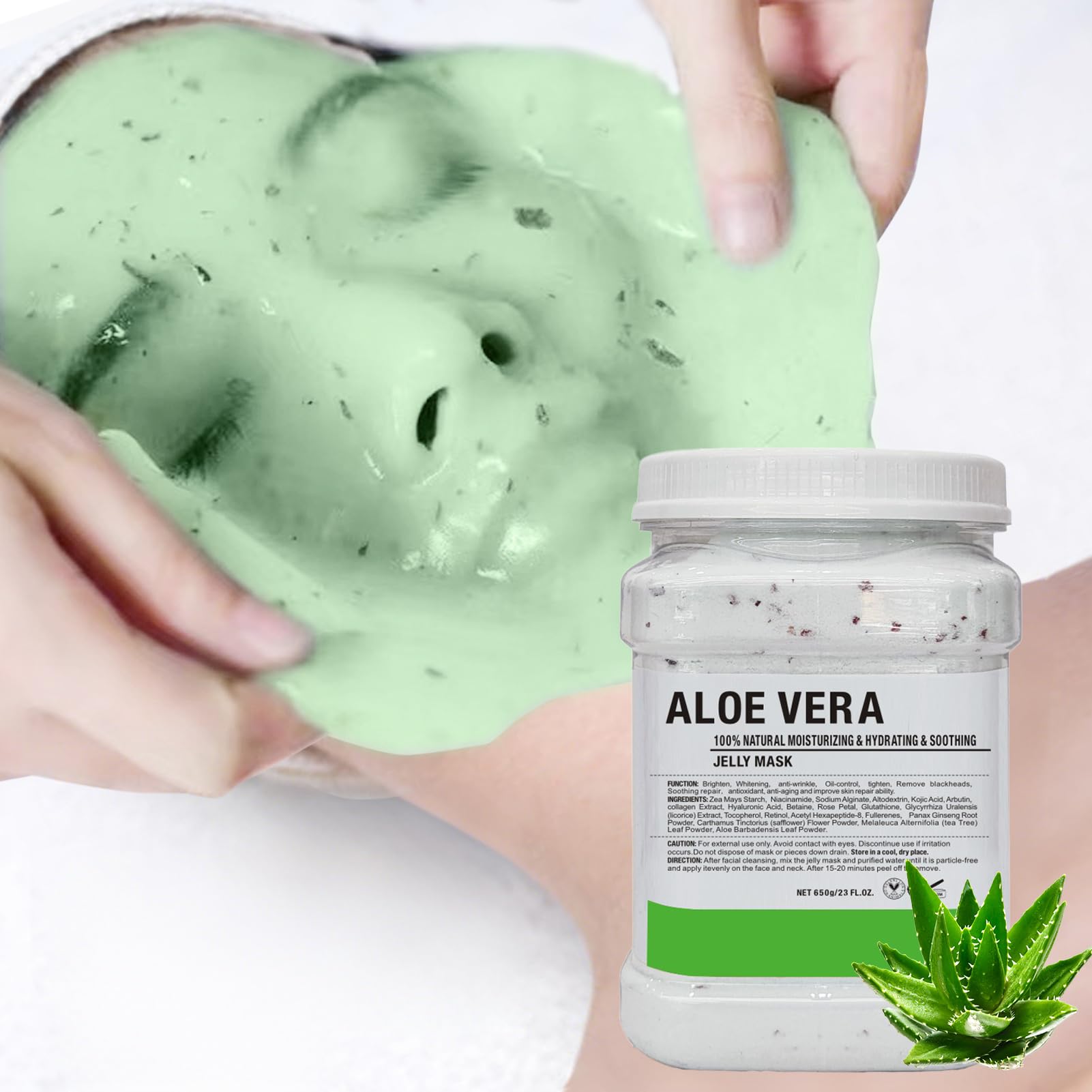 Jelly Mask for Facials Professional Natural Gel Face Masks, Hyaluronic acid Hydrating Rubber Mask Jar Face Mask SkinCare 23 Fl Oz (Aloe Vera)