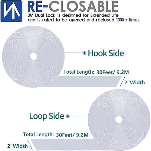 Miniatura 5 de Rollo de cinta autoadhesiva de nailon de 2 pulgadas x 30 pies, cinta autoadhesiva de nailon resistente para el hogar, oficina, escuela, auto y