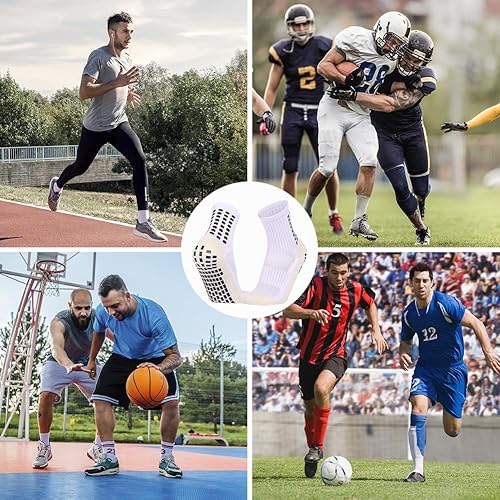 Miniatura 4 de Paquete de 8 calcetines de fútbol para hombre, antideslizantes, almohadillas de agarre antideslizantes para fútbol, baloncesto, deportes, calcetines