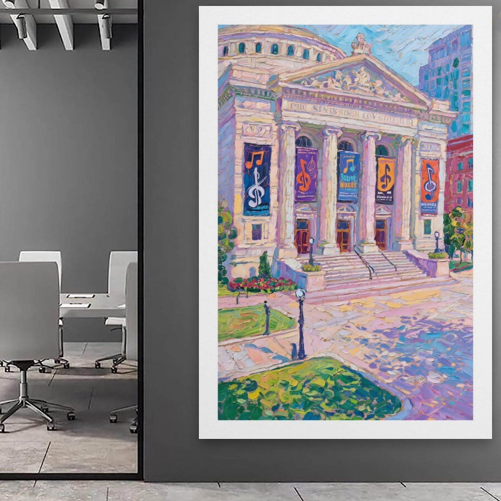 TSIDDKA Cincinnati Music Hall Architettura Classica Quadrato Soggiorno Letto Camera Decorazione Estetica Moderna Poster Art Poster Poster Regalo per Amici Cornice 60 x 90 cm