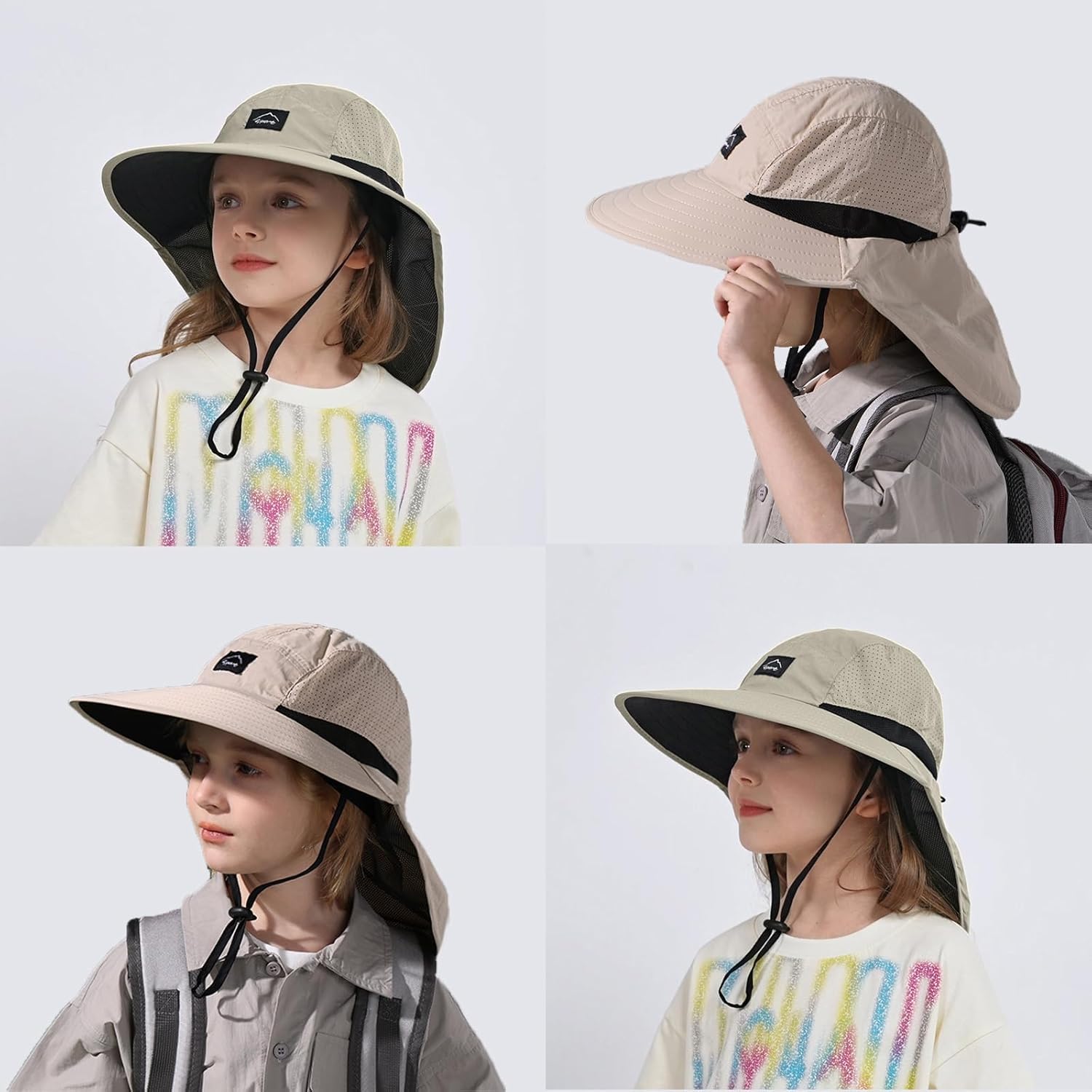 Outdoor Kids Sun Hat with Neck Flap UPF 50+ Quick Dry Beach Hats for Baby Boys Girls Age 2-12 Years Adjustable - Image 5