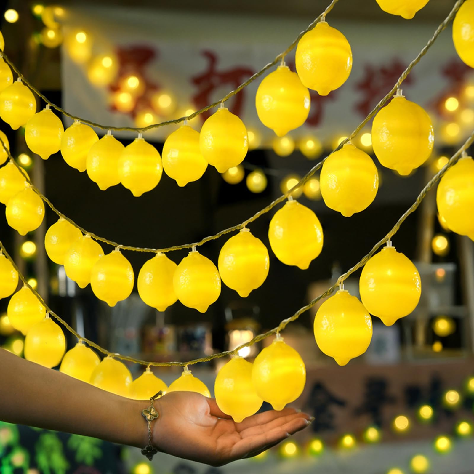 Zitronen Lichterkette,3M 20LED Zitronenform Lichterkette Batteriebetriebene,Zitronenlicht,Dekoratives Licht für Terrasse,Batteriebetrieben für Karneval,Halloween,Deko Wohnzimmer,Schlafzimmer