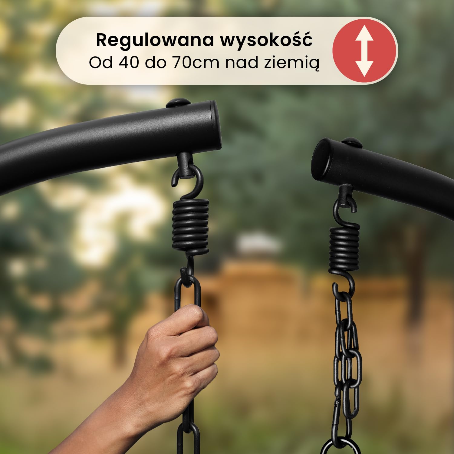 Fotel wiszący Swoods XXL Egg - Fotel wiszący ze stojakiem - Do wnętrz i na zewnątrz - Zawiera poduszki - Odporny na warunki atmosferyczne - Fotel Egg - do 150 kg (Ciemnoszary)