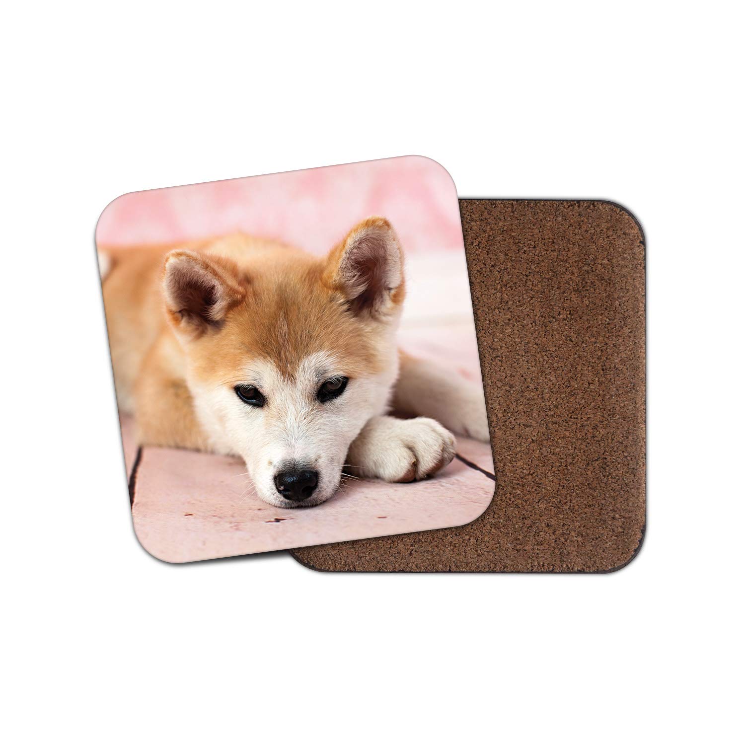 Destinationvinyl Multicolor 1 X Shiba Inu Puppy Coaster - Cute Dog Akita Dogs Adorable Ginger Mum #15295
