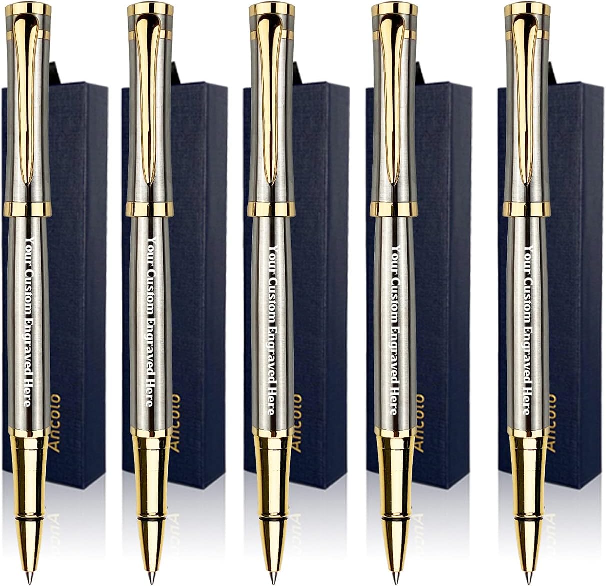 Ancolo Engraved Pens Luxury Roller Pens with 5 Gfit Box 10