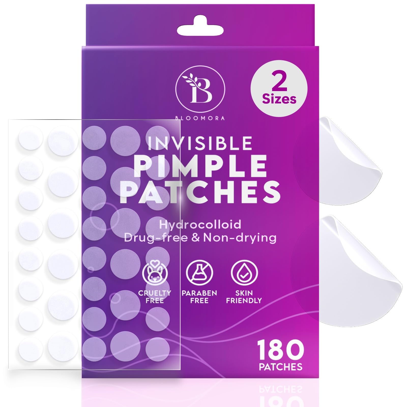 Invisible Pimple Patches for Face 180 Count Zit Patches for Spot Cover Hydrocolloid Covers Pimples Clear 2 Sizes