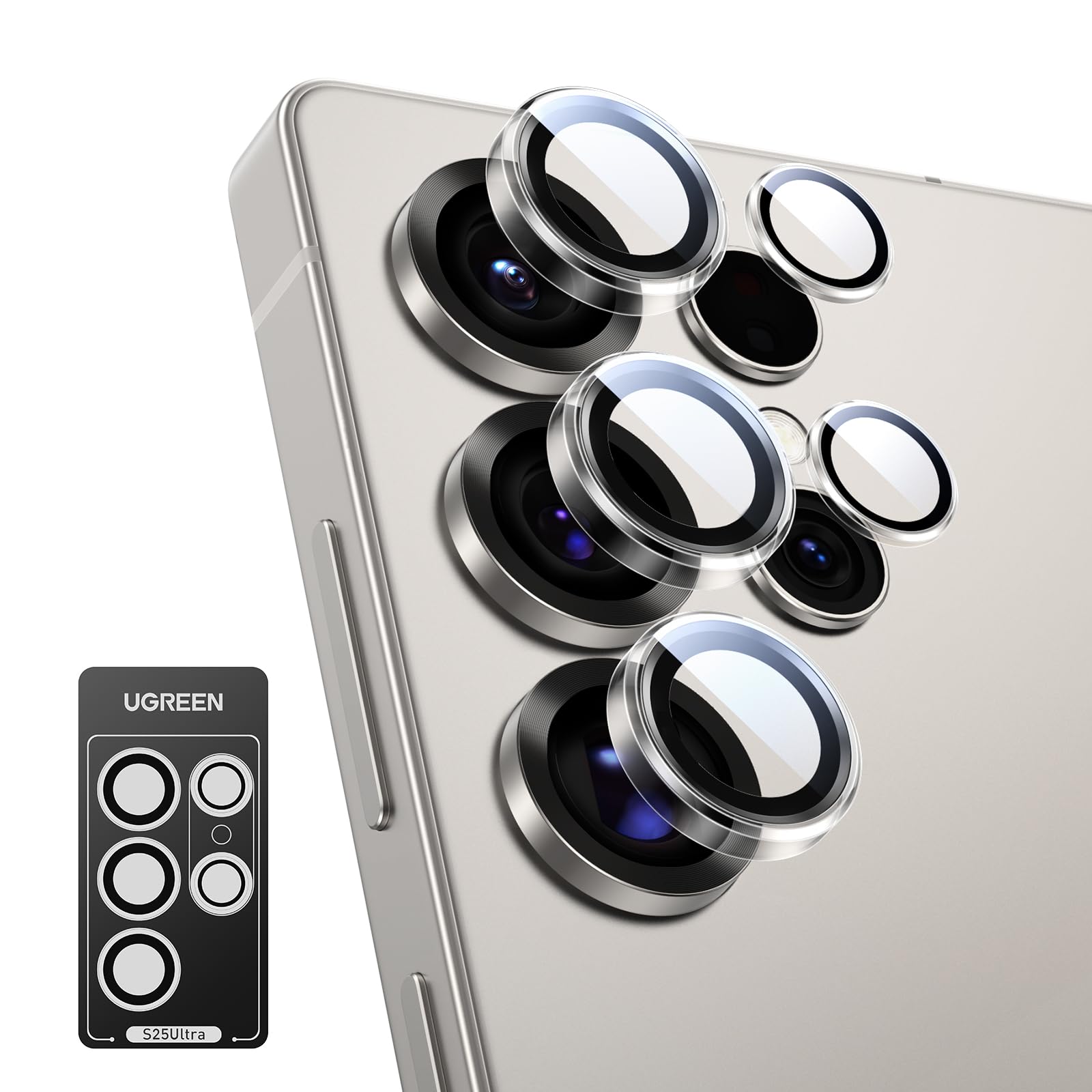 UGREEN S25 Ultra Camera Lens Protector [Ultimate Shatterproof][High Transparency][Case Friendly] Phone Lens Cover Tempered Glass Camera Protector Only Fit for Galaxy S25 Ultra-1 Pack