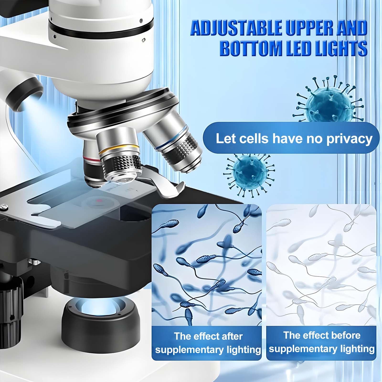 Microscopio binocular de laboratorio con pantalla HD y salida USB, ideal para universidad, escuela de medicina y aplicaciones de enseñanza de investigación