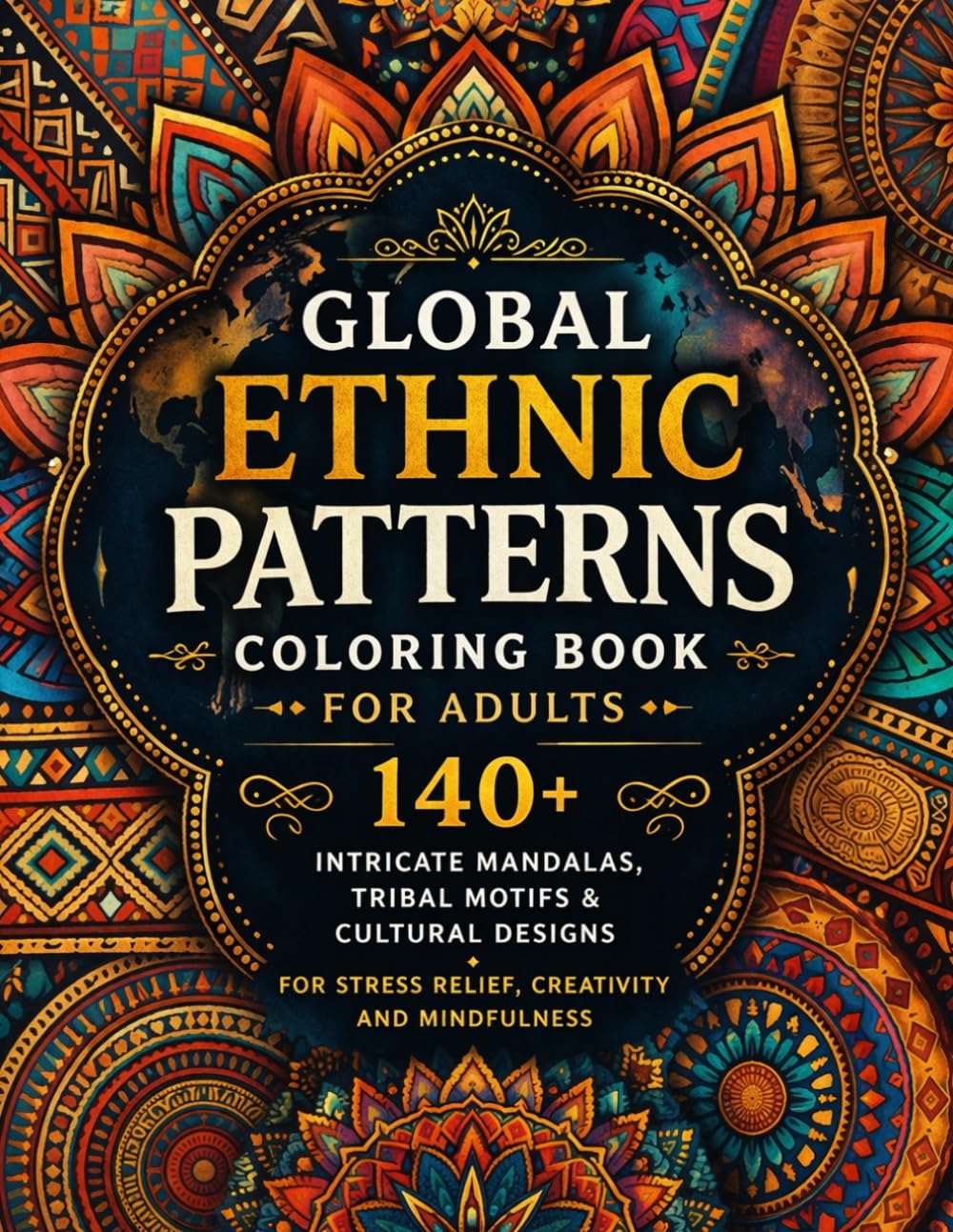 Global Ethnic Patterns Coloring Book for Adults: 140+ Intricate Mandalas, Tribal Motifs & Cultural Designs for Stress Relief, Creativity and Mindfulness (8.5x11) (Pattern Coloring Pages For Adults)