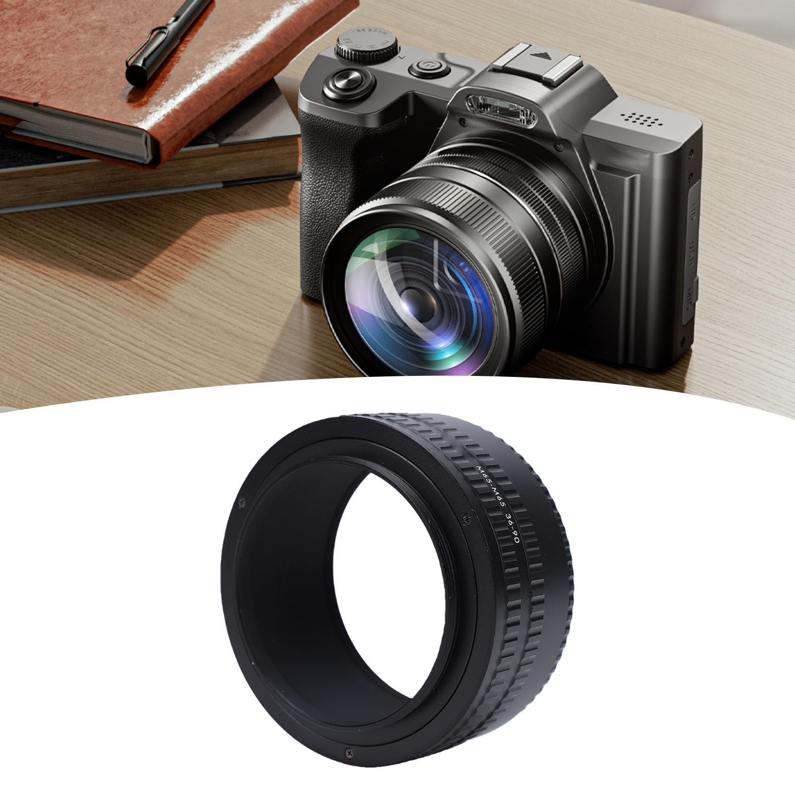 Annadue Adaptador Helicoidal de Enfoque de Aleación de Aluminio, Tubo Macro Ajustable M65 a M65 de 36-90 Mm, Adaptador de Montaje de Lente para Accesorio de Cámara, Fotografía Macro Helicoidal de