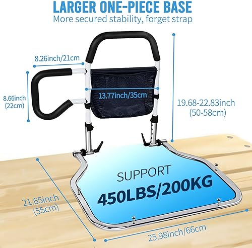 Miniatura 6 de Rieles de cama para adultos mayores, rieles de protección de cama plegables, barra de asistencia para personas mayores para tamaño