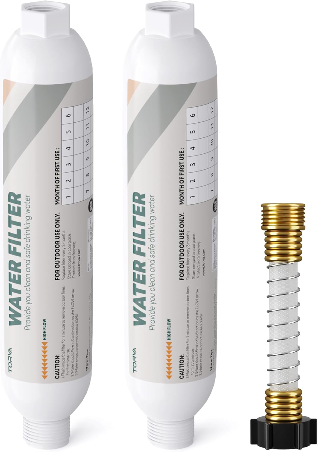TORVA NSF Certified Inline Water Filters with Hose Protector – 2 Pack TORVA NSF Certified Inline Water Filters with Hose Protector – 2 Pack