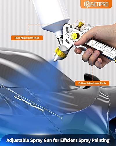 Miniatura 3 de Pistola pulverizadora de pintura HVLP, pulverizador de pintura a aire para pintura de casas, automóviles, pistolas de pintura automotrices,