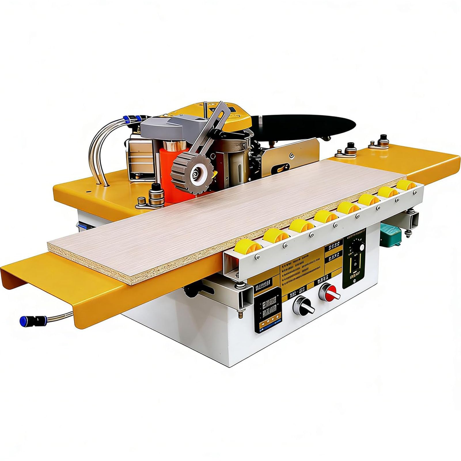 LJXFYSD Auto Edge Banding Machine, Woodworking Edge Bander with Intelligent Temperature Control, 1000ml Glue Pot, Double - Sided Coating Adjustable Speed