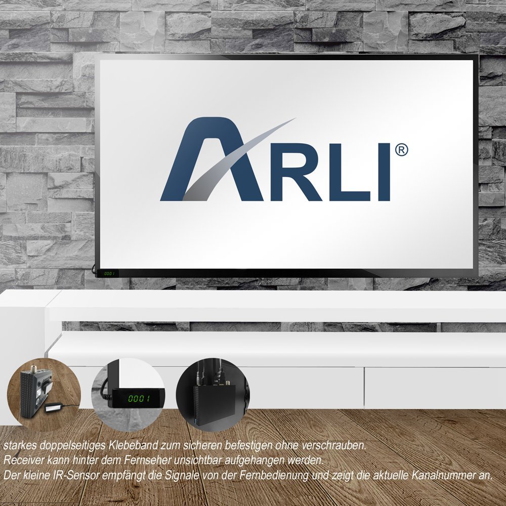 ARLI AH1 HD Sat Receiver – DVB-S2 Digitaler Satellitenreceiver, Full HD 1080p HDMI Astra/Hotbird/Türksat vorprogrammiert USB Externes Display Netzteil 12V Camping geeignet