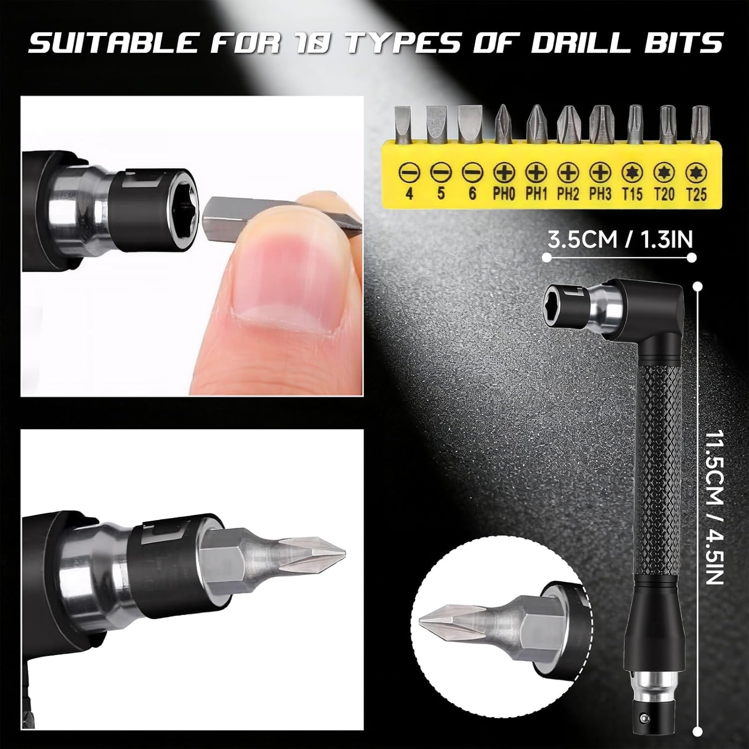 Drill Bit Extension Kit - 17 Piece Angled Attachments -4