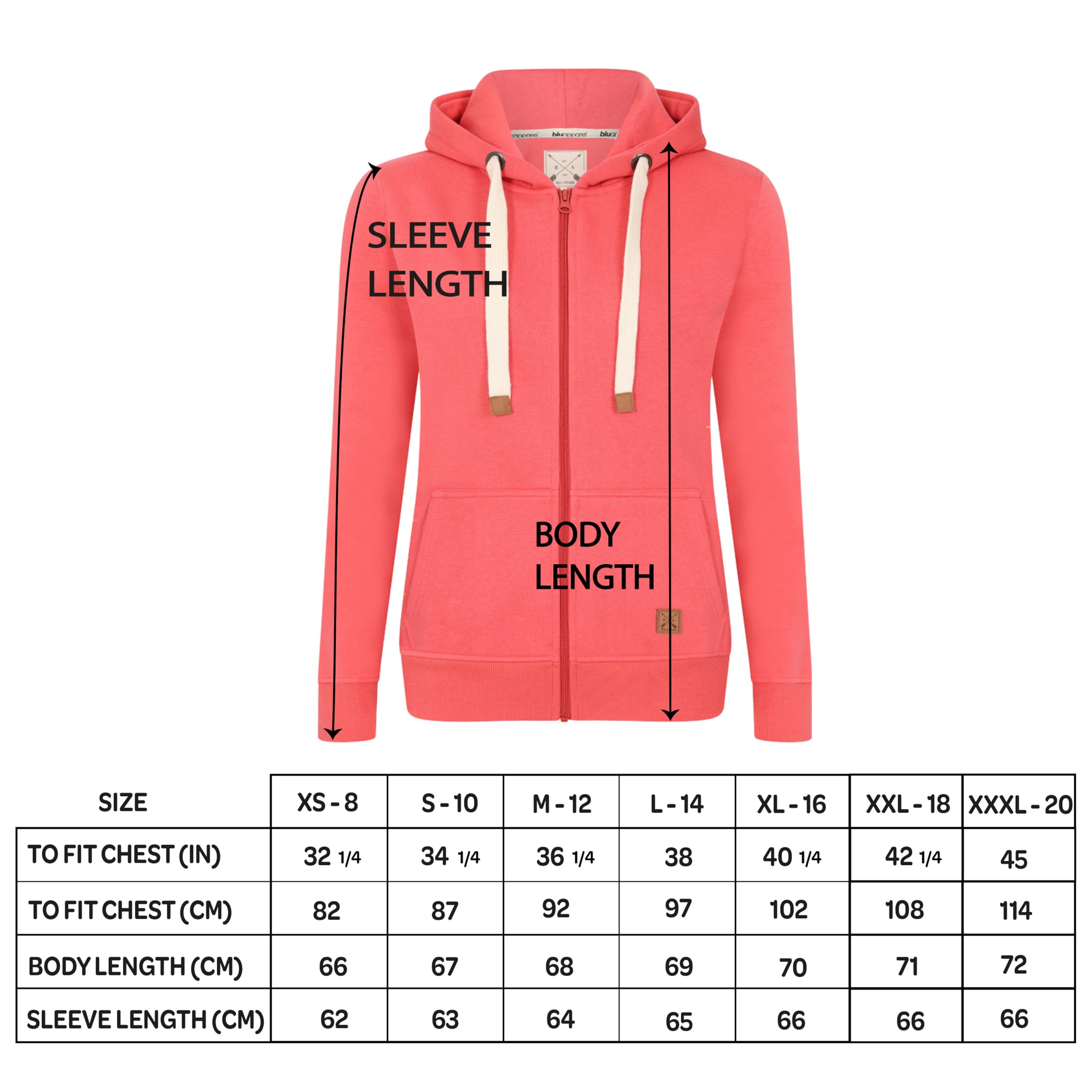 Blu Apparel Sweat à capuche zippé extra chaud pour femme - Sweat à capuche uni pour l'hiver - Doublure polaire chaude - Veste zippée - Pull de sport pour femme