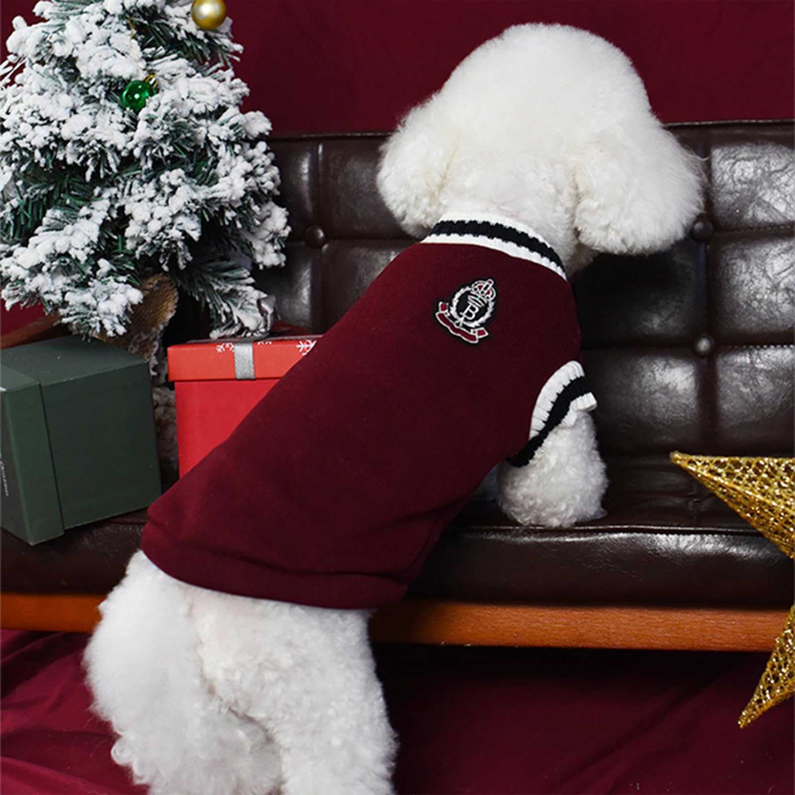 2 Pezzi Maglione Cane Taglia Piccola, Vestiti per Cani Inverno, Cappottino Cane Taglia Piccola Calda, Cappottino per Cani con Interno in Pile Sottile per Freddo Esterno, Verde e rosso, M
