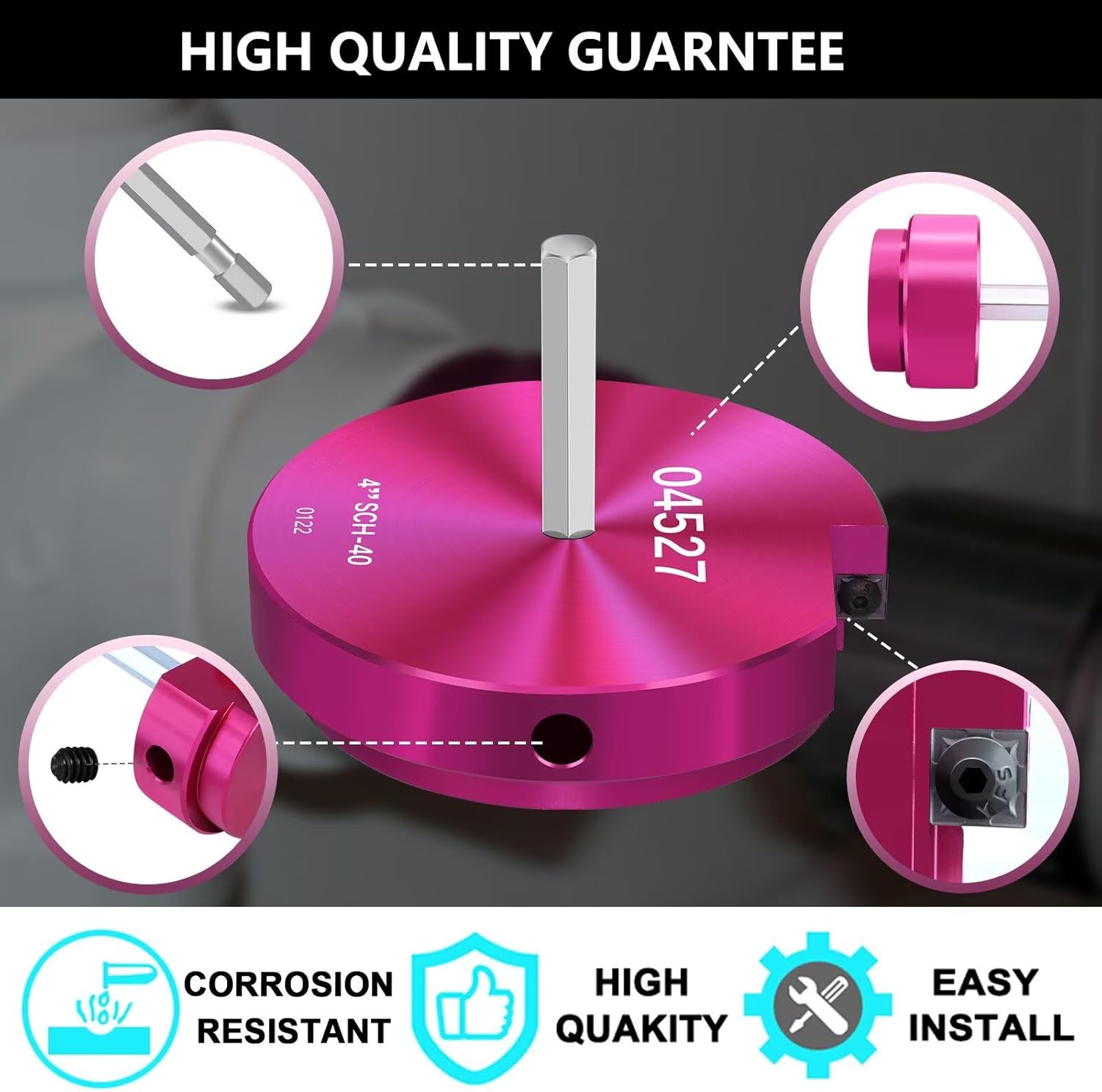PVC Pipe Reamer for 4 Inch I.D. SCH.40 PVC Pipes, Fitting Saver with 3/8-Inch Hex Shaft,Socket Saver Plastic Pipe Fitting Reamer Tool for Plumbing Sch.40 Socket Hub Coupling Removing