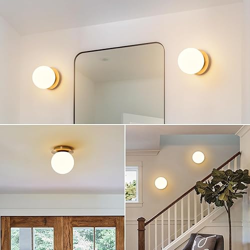 Miniatura 6 de Aplique de pared moderno de globo de cristal apliques esféricos dorados  Lámpara de bola individual de latón pequeña  Lámpara contemporánea de pared