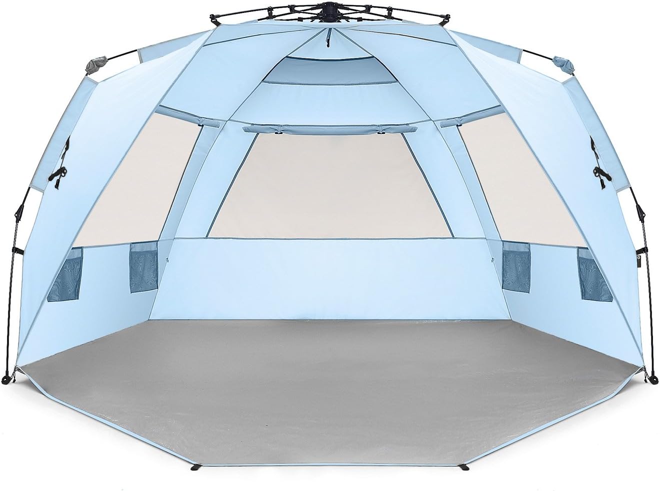 Instant Shader Deluxe XL Beach Tent Easy Up 99" Wide for 4-6 Person Sun Shelter - Extended Zippered Porch Included Blue