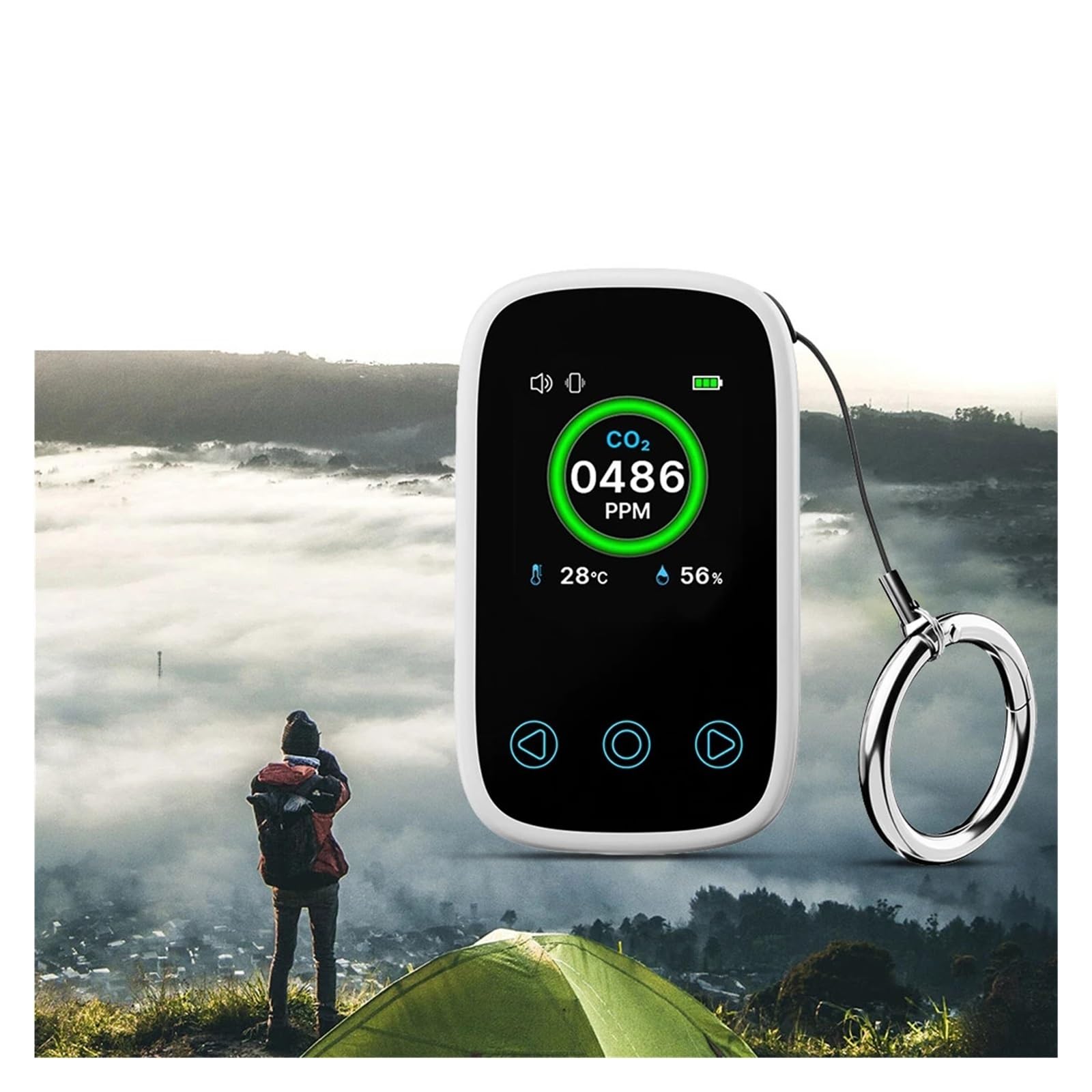 Détecteur de gaz, Détecteur de qualité l'air Portable, détecteur dioxyde Carbone, Moniteur gaz, CO2, température et humidité