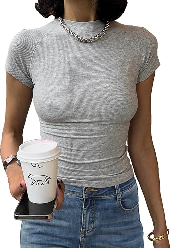 Abardsion Womens Knit Ribbed Raglan Sleeve T Shirts | Summer Clothes 2026 Crewneck Slim Basic Tees Going Out Tops