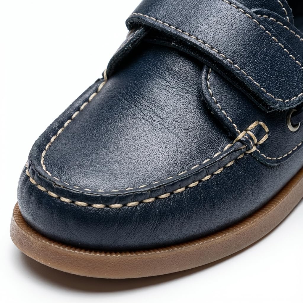 Zapatos Náuticos Niño Piel con Cordones para Colegio y Uniforme. Mocasines de Cuero y Serraje Suela Goma Antideslizante y Flexible. Calzado Infantil Escolar de Vestir Comunión Resistente y Cómodo