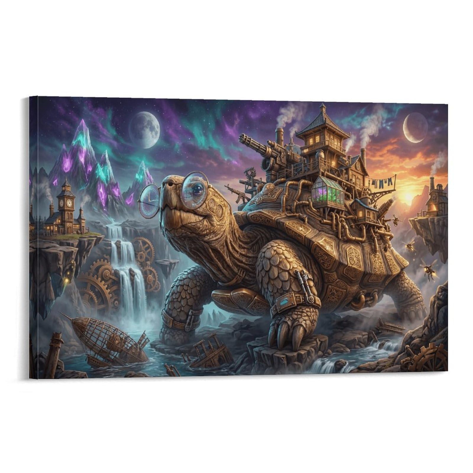 XPASHIQWC Turtle Wall Decor Poster Galaxy Aurora Giclee Canvas Prints Modern Wall Art Picture Wall Hanging for Bedroom Living Room Decor 24x36inch(60x90cm)
