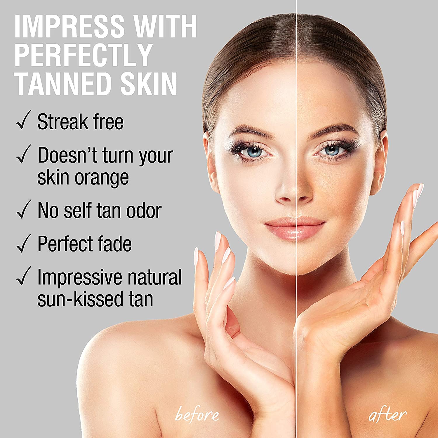 Face Tanner Self Tan Serum w/Hyaluronic Acid and Organic Rosehip Oil