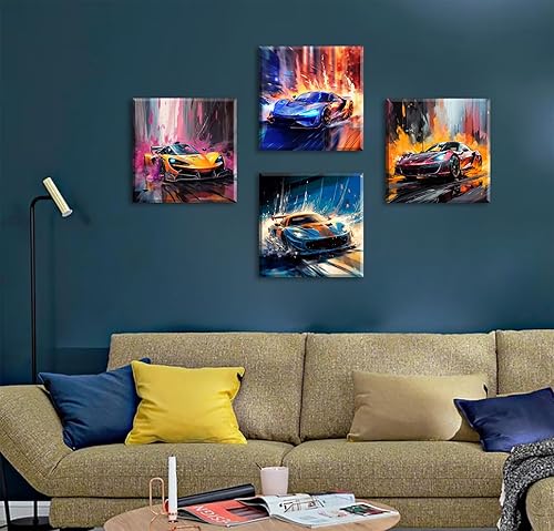 Miniatura 6 de DJSYLIFE Pósteres de automóvil para decoración de habitación de hombres, lienzo impreso, arte de pared de superauto, imágenes de carreras para
