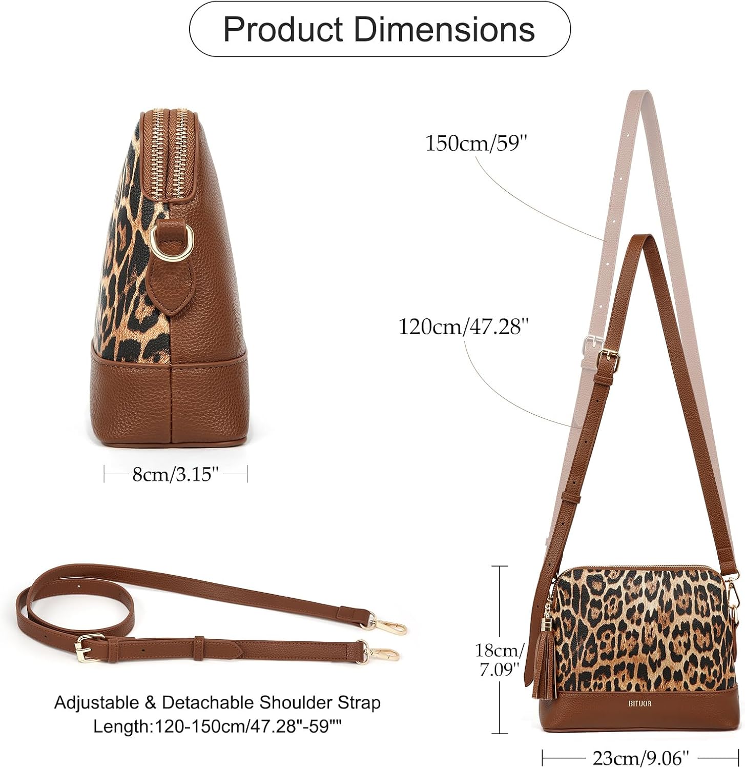 Women's Cross Body Bag for Women Shoulder Handbags PU Leather Hand Bags for Travel Daily Work