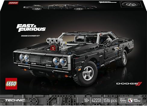 LEGO Technic Fast and Furious Dodge Charger R/T Araba 42231 - Yetişkinler için Kompresörlü V8 Motor İçeren Koleksiyonluk Dekoratif Model Yapım Seti, Filmin Hayranları için Hediye Fikri (1516 Parça)
