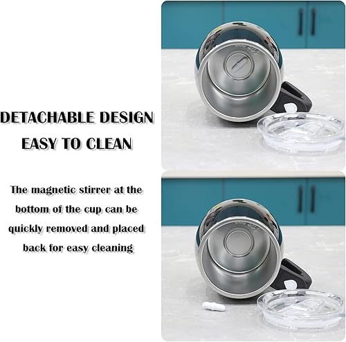 Miniatura 3 de Taza autoagitación recargable  Taza magnética eléctrica de acero inoxidable de mezcla automática para oficinacocinaviajeshogarcafétéchocolate
