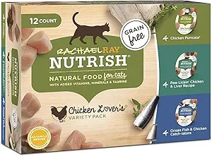 Rachael Ray Nutrish Premium Wet Cat Food, Chicken Lovers Variety Pack, Grain Free, 2.8 Oz. Tub, Pack Of 12