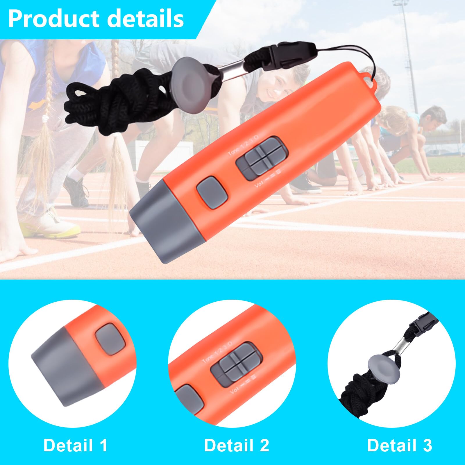 Sifflet électronique Rechargeable USB-C - 3 Sons, 130 DB, Lumière LED Et Laser - Pour Arbitres, Sécurité, Plein Air