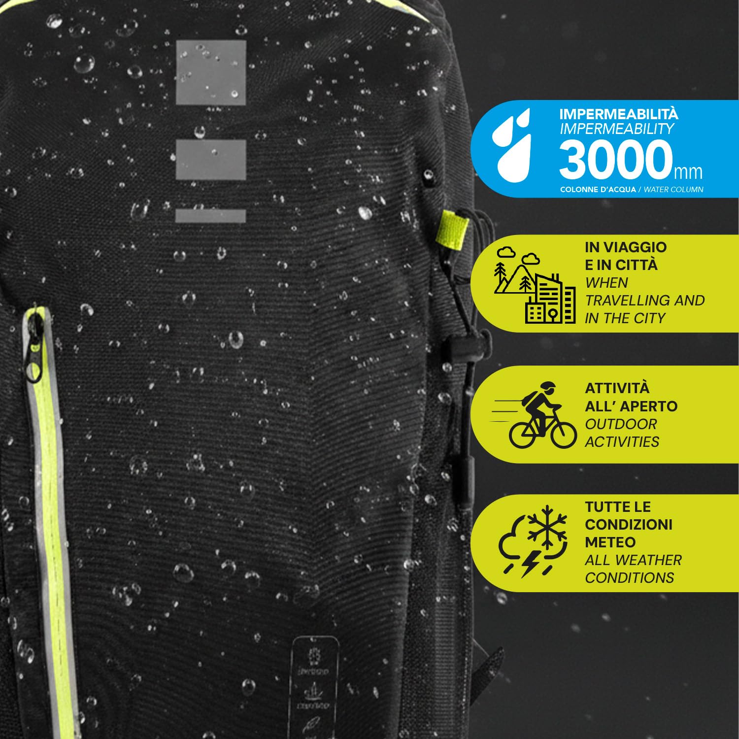 PERLETTI Zaino 10 Litri Impermeabile Trekking Montagna Super Leggero Capiente 39x22x12 cm