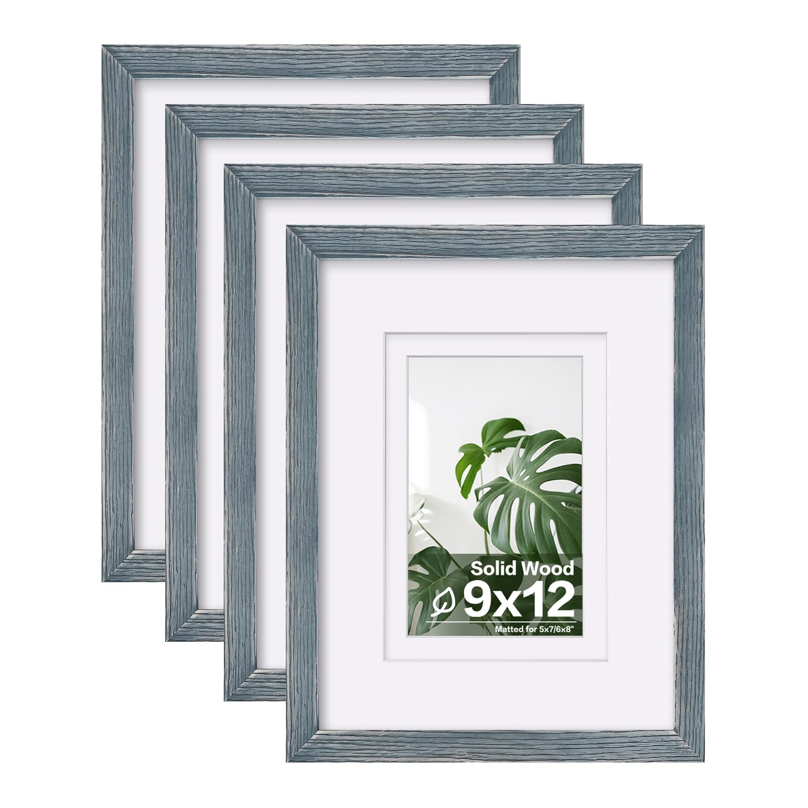 Cadres photo 22,9 x 30,5 cm Egofine en bois massif avec plexiglas et passe-partout lot de 4